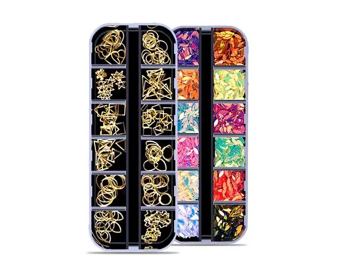 

2 box Nail Art Star Heart Drop Mixed Shape Hollow Gold Metal Rivet Studs 3D DIY Charm Decoration Accessories