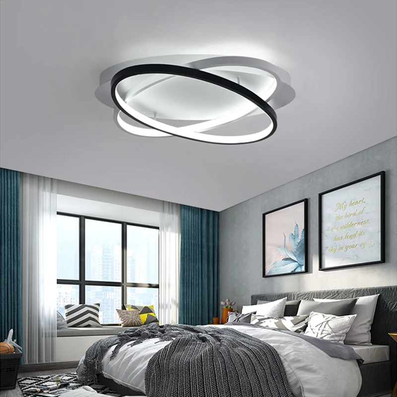 Современные светодиодные потолочные светильники для спальни белые/черные