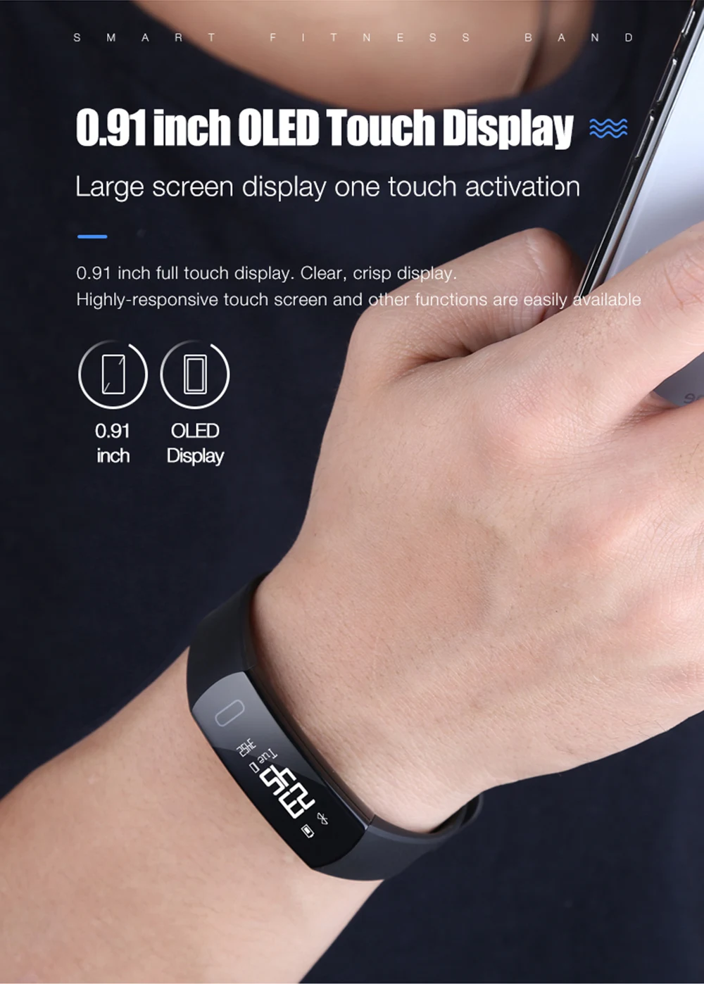 ABAY C07 smart bracelet with heart rate monitor Passometer Smart Band activity tracker message reminder sports watch wristband |