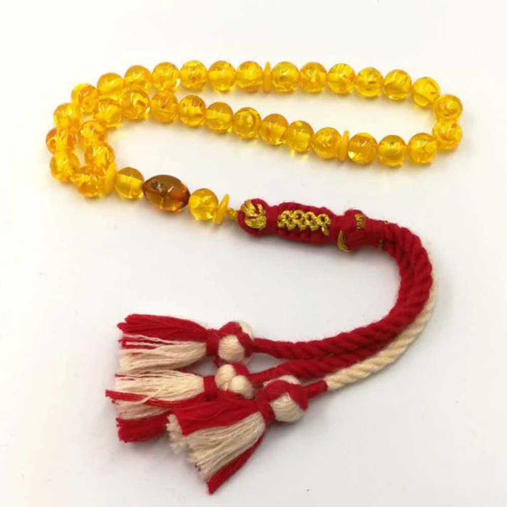 Ambers цвет Tasbih с бусина насекомое 33 66 99 бусины королевские кисточки ручной работы