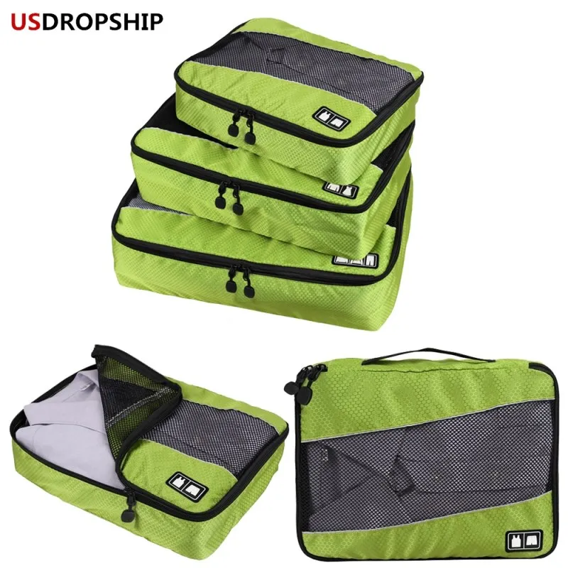 USDROPSHIP Travel Luggage Organizer 3Pieces Packing Cubes Set Breathable Mesh Bag Waterproof Accessories | Багаж и сумки
