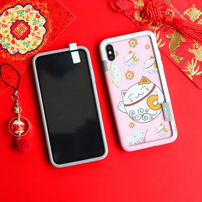 Для iphone XS max Lucky cat пленка из закаленного стекла + Мягкий бампер для X 7 7plus 6 6s P 8plus Кот