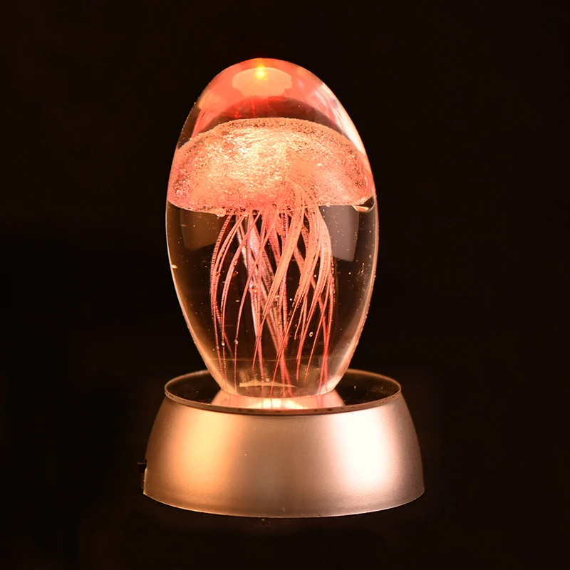 Pink Горячая Распродажа креативная модель Медузы 3D светодиодный ночник хрустальный стеклянный светильник украшение дома подарок для девочки - Цвет: Pink