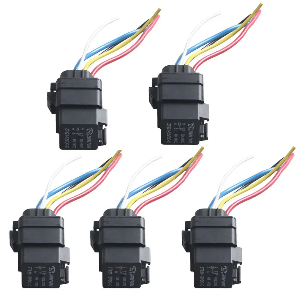 EE support 5 Pcs Car Auto Heavy Duty 12V 40A SPDT Relay Socket Plug 5Pin Wire Waterproof Seal Styling | Автомобили и мотоциклы