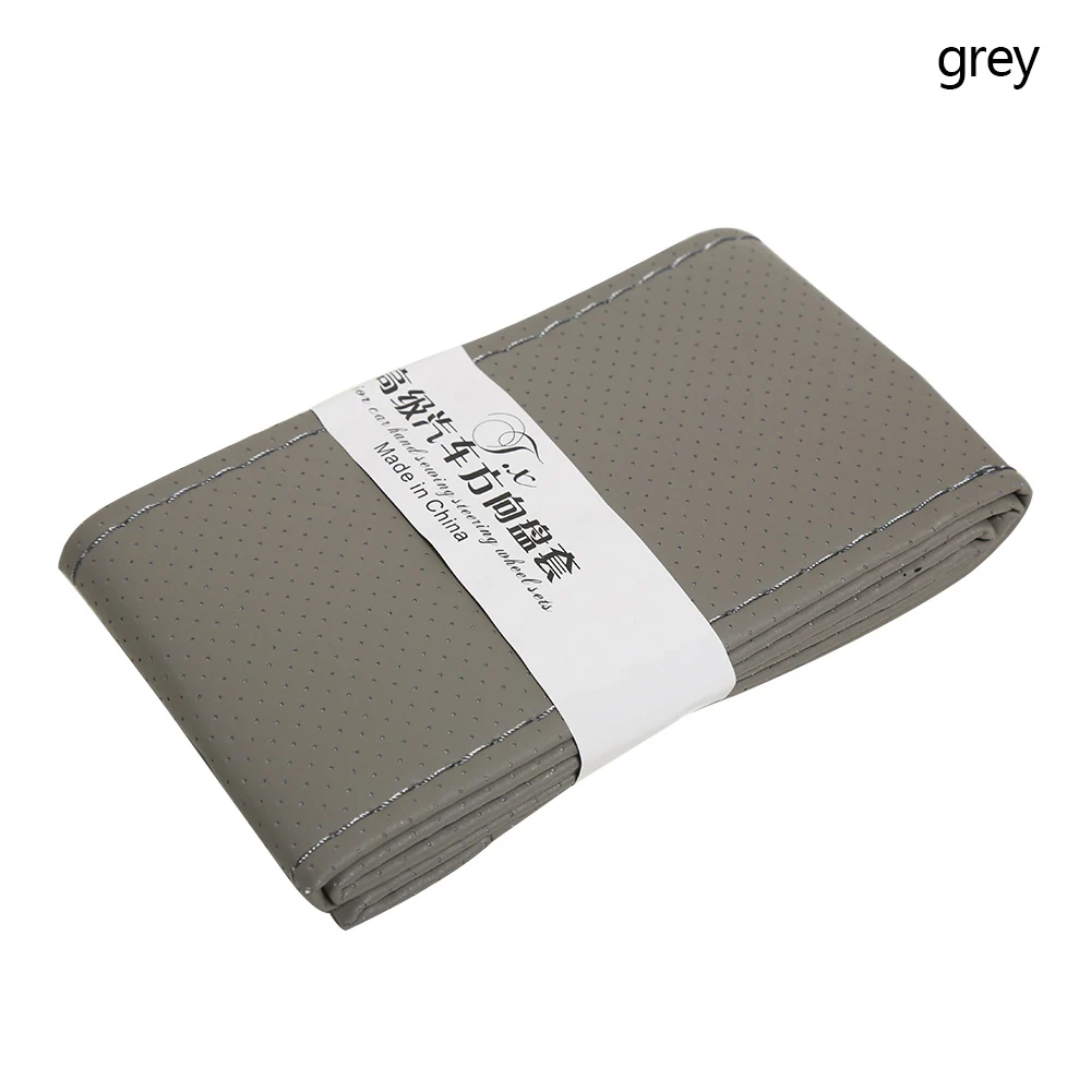 grey 1 шт. черный DIY автомобильный чехол на руль с иглами и резьбой черный PU кожаный автомобильный протектор Инструменты для укладки аксессуары - Название цвета: grey