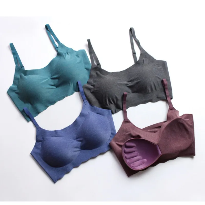 100pcs/4 Colors Women Sports bra Padded Push Up Fitness Running Vest Relief 2 Generation Seamless Vest Tankless sports Tank Tops