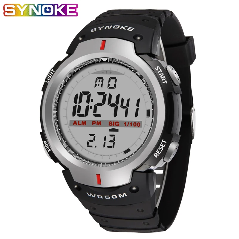 SYNOKE часы Мужские наручные Relojes Hombre спортивные военные 3 бар уличные мужские часы Saat Relogio Цифровые мужские часы