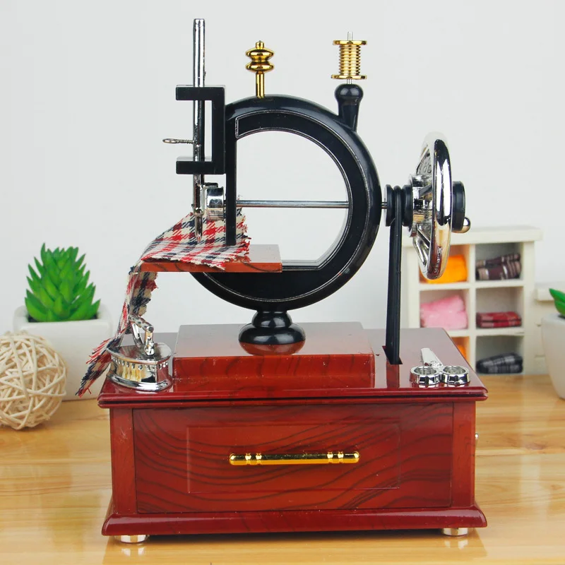 Ретро Игрушка музыкальный инструмент Вышивание машины Music Box игрушки для детей |