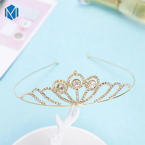 Style C Golden M MISM блестящая корона принцессы Детская повязка для волос красивый горный хрусталь Тиара Девушки аксессуары для волос полые Корона металлический ободок для волос для детей - Цвет: Style C Golden