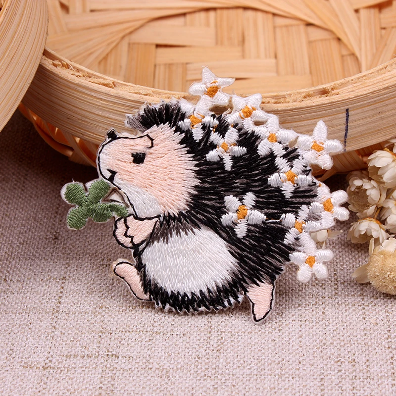 Hq вышитый Ежик патч Стик декоративные модные джинсы Ropa Parches Вышивка Аппликации