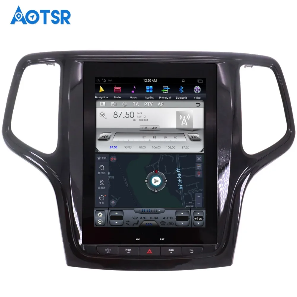 Автомобильный GPS навигатор в стиле Tesla на Android для JEEP Grand Cherokee 2014 2018 золотистый и
