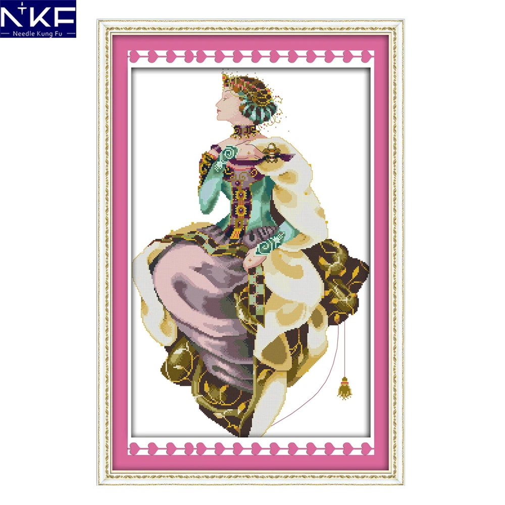 

NKF Autumn queen figure style cross stitch Christmas stocking patterns needlepoint embroidery kit for home decoration