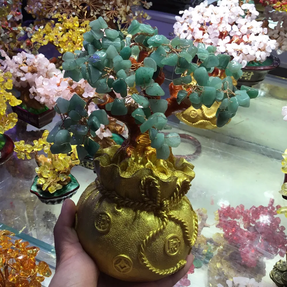 

Wholesale money tree Green Aventurine crystal tree lucky money tree decoration