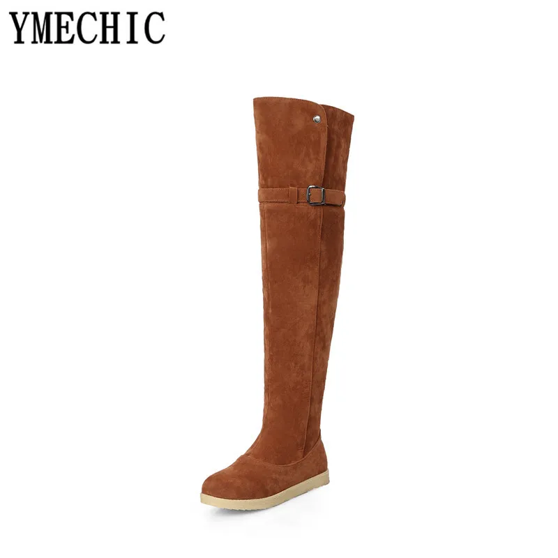 YMECHIC 2018 зимняя женская обувь выше колена женские серые черные коричневые длинные