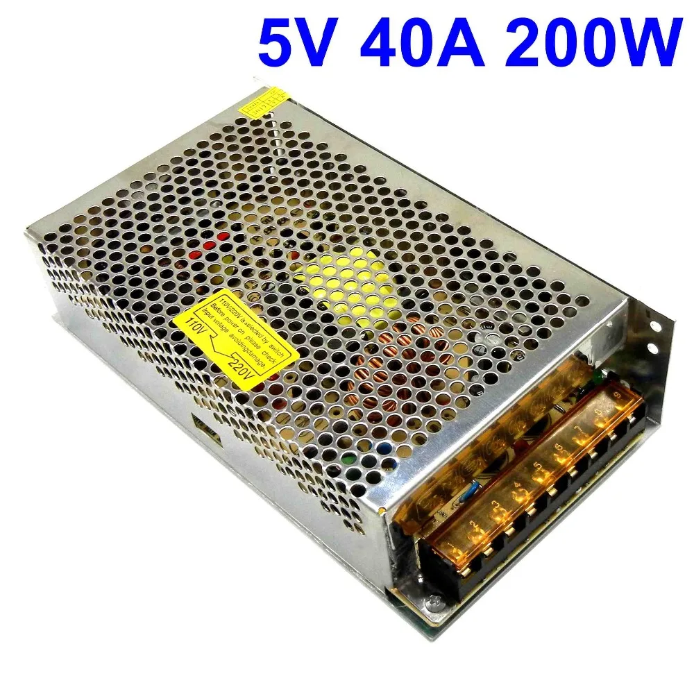 5V 40A 200w импульсный источник питания светодиодного табло вход переменного тока в переменный ток 110V 220V постоянного тока до DC5V светодиодный драйвер переменного/постоянного тока трансформатор для светодиодный дисплей прокладки ligihting