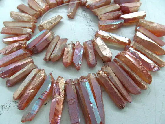 

bulk 20-45mm 5strands Titanium quartz crystal freeform spikes points drilled briolettes dark blue jewelry chains bead--by expres