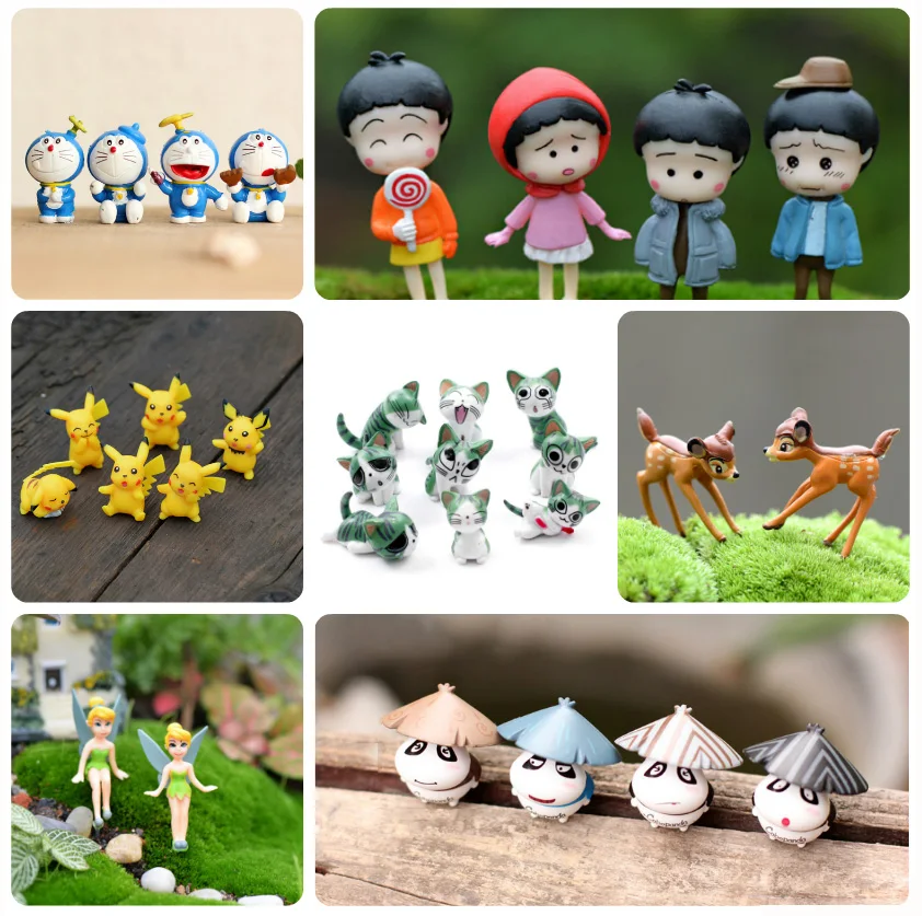 20 стилей искусственные Мультяшные животные и фигурки аниме мини цветок для