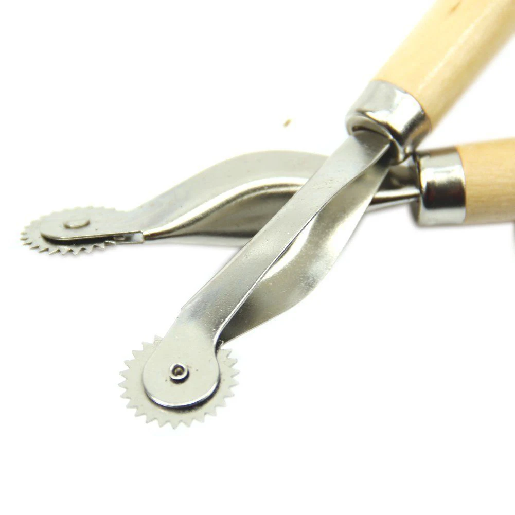 Wood Handle Overstitch Wheel Leather Stitch Spacing Paper Perforating Tool Line pressing machine Sewing Tools | Дом и сад