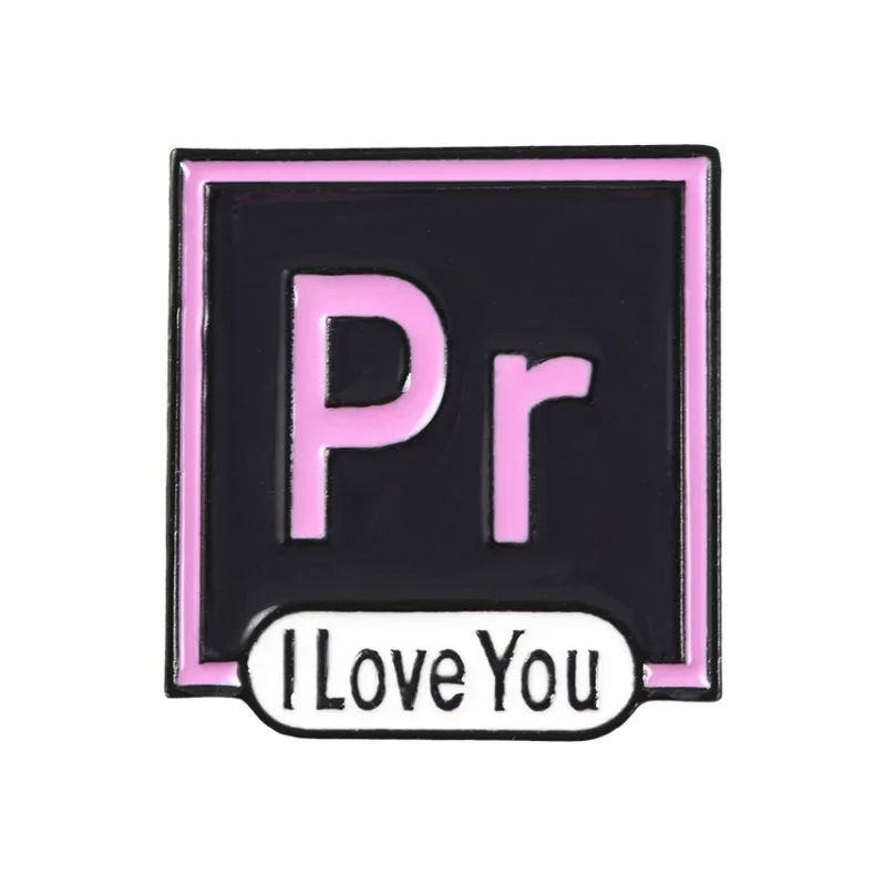 PS AI Au эмалированные булавки I Love You Photoshop Illustrator значок на заказ Пастельная брошь джинсовая рубашка лацкан булавка дизайнерский ювелирный подарок - Окраска металла: pr