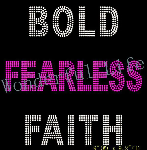 

Free shipping Bold Fearless Faith Rhinestone Transfer