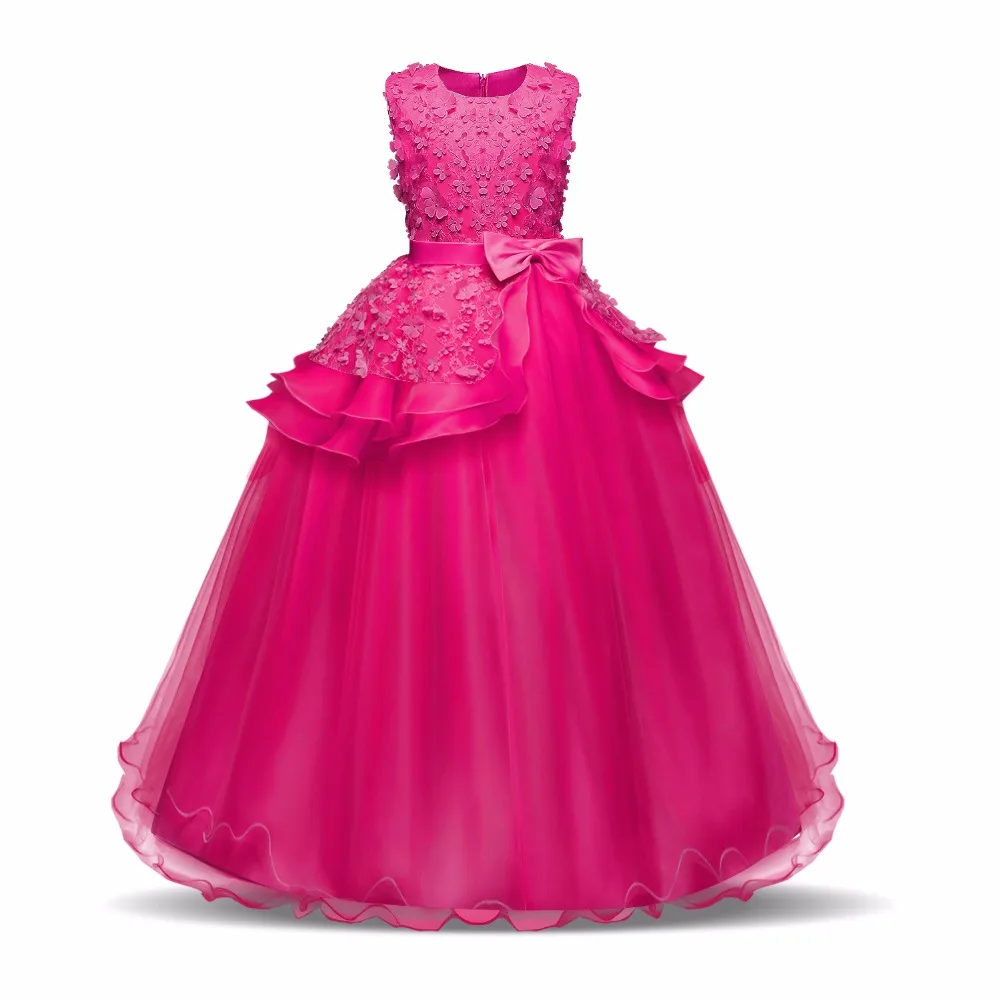 Flower Girl Long Dress Floral Party Wear Kids Clothes Dresses For Frocks Children's Costume Teenage Ceremony 14T | Детская одежда и