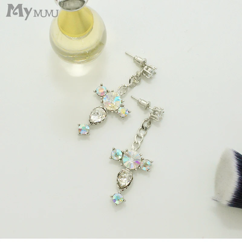Mymumu Jewelry Серьги Корейский темперамент тенденция Длинные кулон пересекает модные