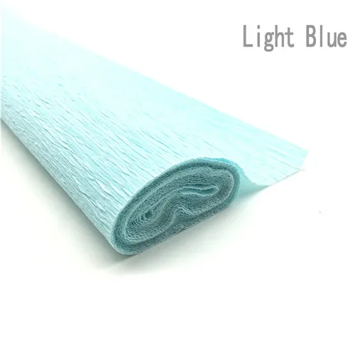 Light blue 250*50 см/рулон цветная гофрированная бумага ручной работы крафт-бумага DIY цветы оберточная бумага Goffer для украшения дня рождения, свадьбы - Цвет: Light blue