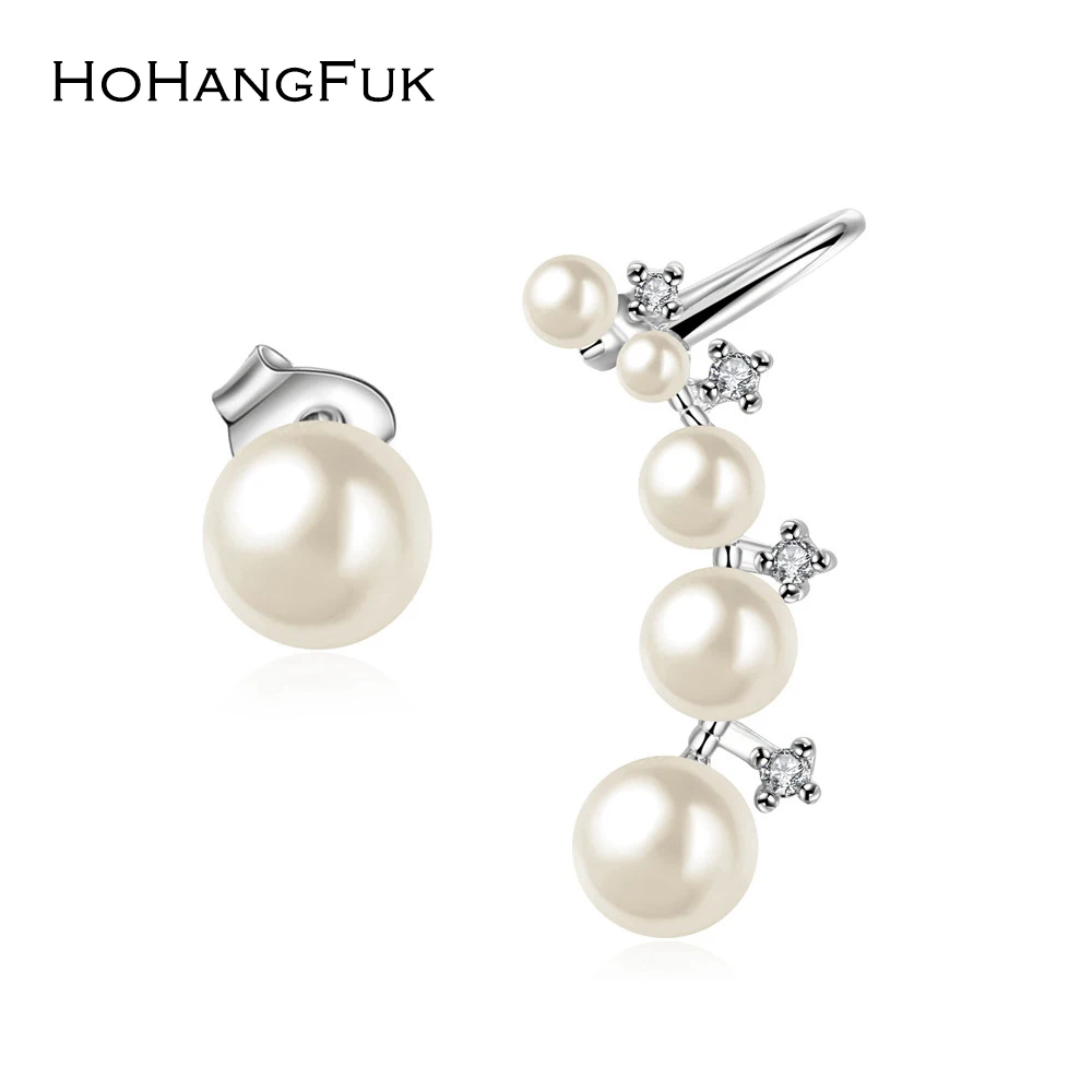 Hohangfuk несимметричный Серьги для Для женщин искусственный жемчуг Бусины Шарм