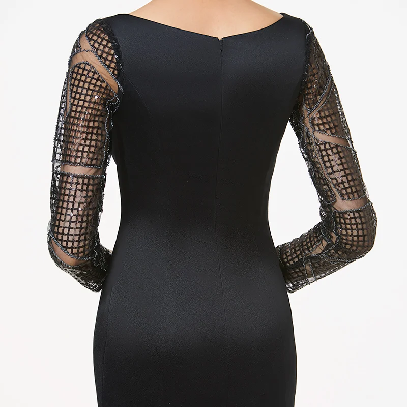 Tanpell v neck short cocktail dress sexy black long sleeves above knee sheath women party formal customed dresses | Свадьбы и
