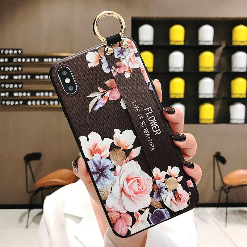 IK21-19WDMGBlack SoCouple Чехол-держатель для телефона для iphone XR X Xs max 11 Pro Max чехол для iphone 7 8 6 6s plus ремешок на запястье Мягкий ТПУ чехлы накладки - Цвет: IK21-19WDMGBlack
