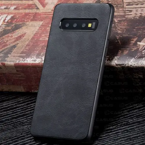 Чехол для samsung Galaxy S10 Plus, роскошный Винтажный чехол из искусственной кожи, чехол для Galaxy Note10 Plus Note 10, чехол S10 S10e, чехол - Цвет: Black