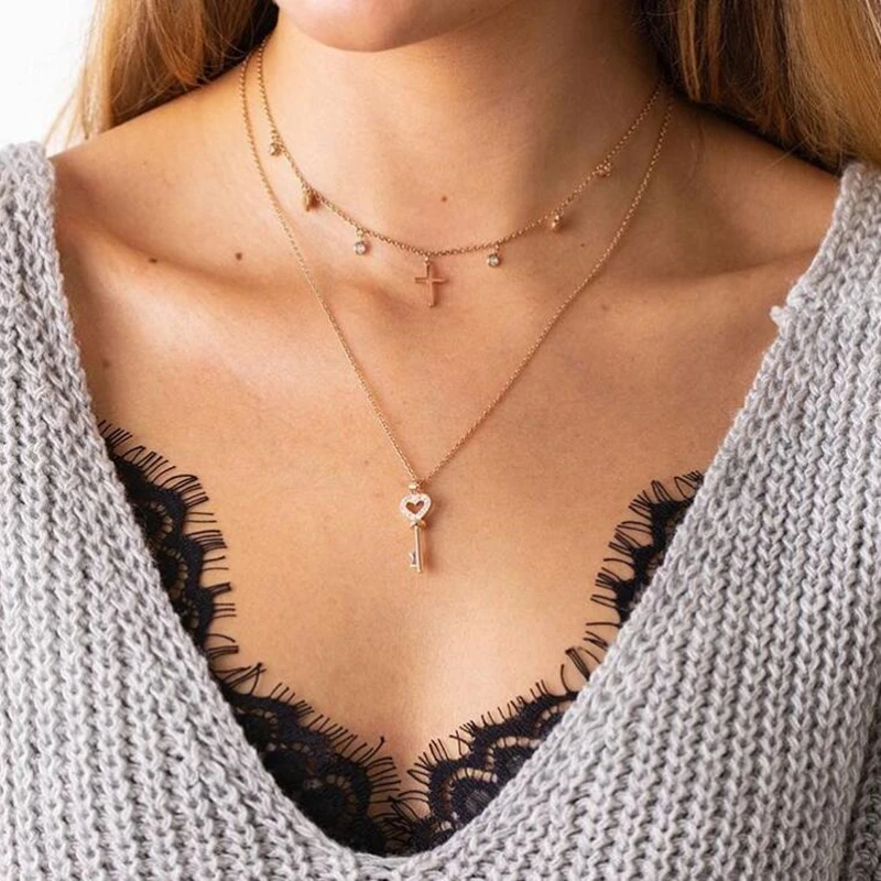 

Wholesale Key to my Heart Stainless Steel Pendant Necklace Chain as Valentine's day perfect gift 10pcs/lot