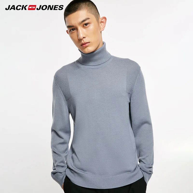 JackJones осень зима мужские тонкие Вязанные шерстяные свитера с высоким воротом |