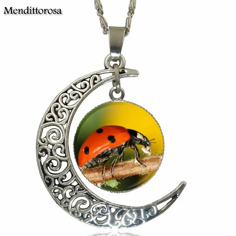 Эмалированная модная стеклянная ожерелье EJ с кабошоном и полумесяцем эффектные