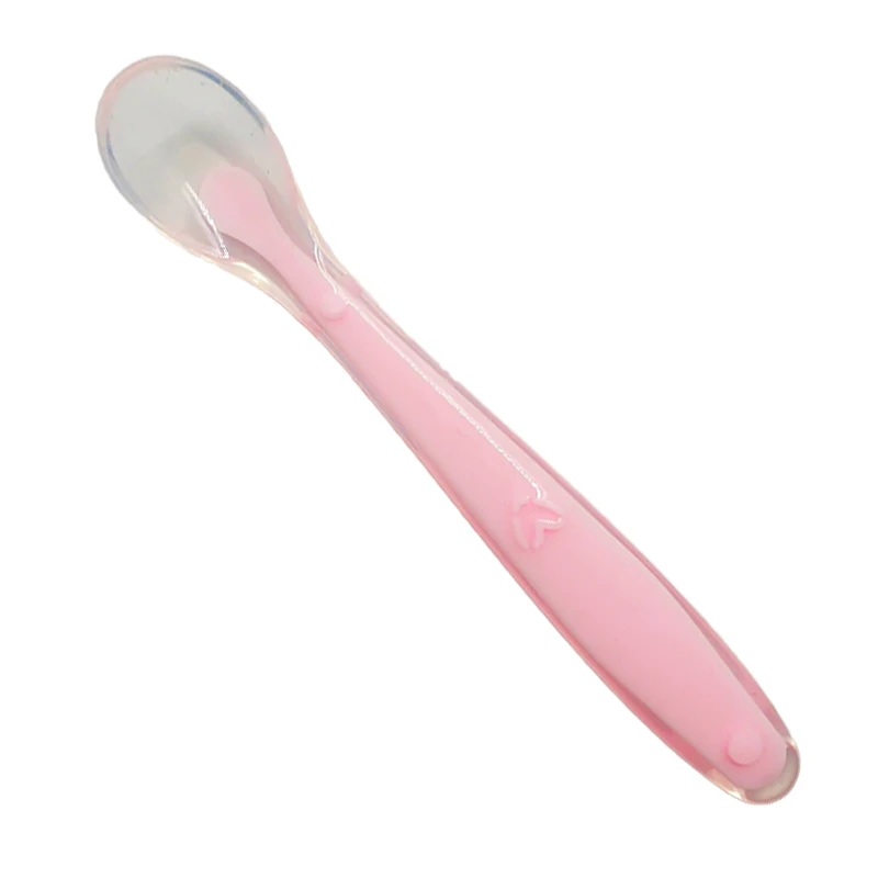 Pink Spoon Анти-Горячая силиконовая детская обеденная тарелка леденцового цвета, противоскользящая детская миска для кормления, детская посуда, посуда - Цвет: Pink Spoon