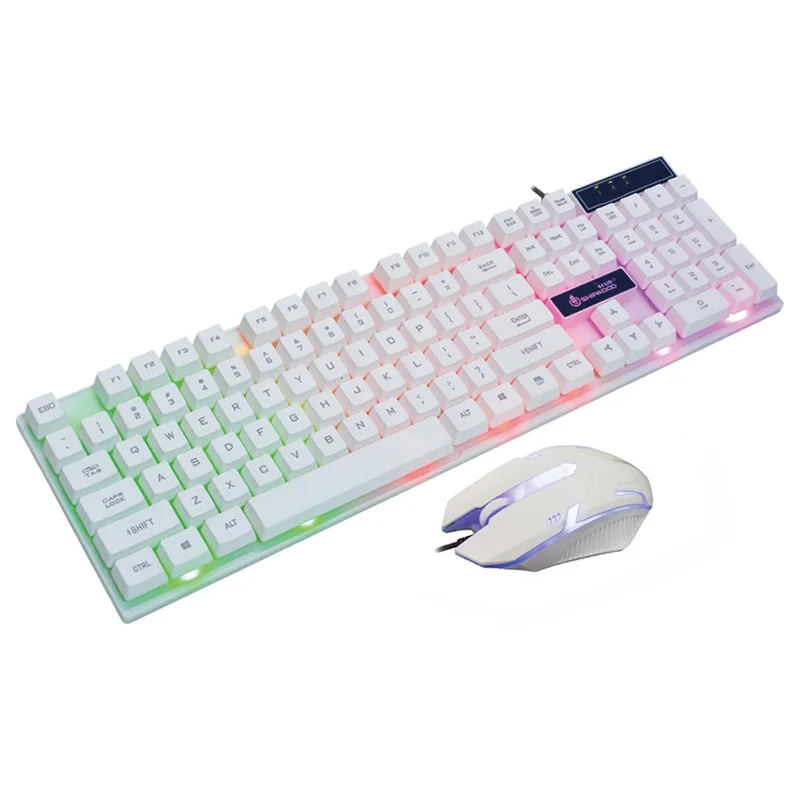 WH Keyboard Mouse K280 USB Проводная компьютерная клавиатура стандарт 104 клавиш эргономичная ПК клавиатура с русской наклейкой Радужный светодиодный подсветка для рабочего стола - Цвет: WH Keyboard Mouse