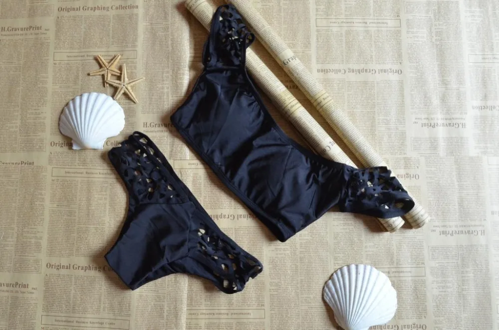 2017 Женский сексуальный комплект бикини с вырезами бандажный купальник Белый