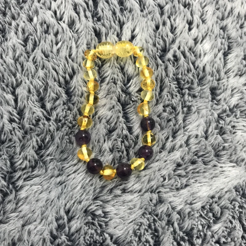 Yoowei Балтийский янтарный браслет с аметистом натуральный драгоценный камень на