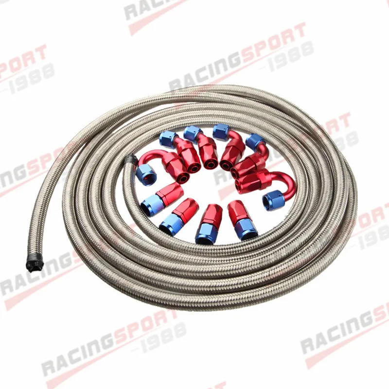 

AN8 8AN Stainless Steel Braided Oil/Fuel Hose + Fitting Hose End Adaptor Kit