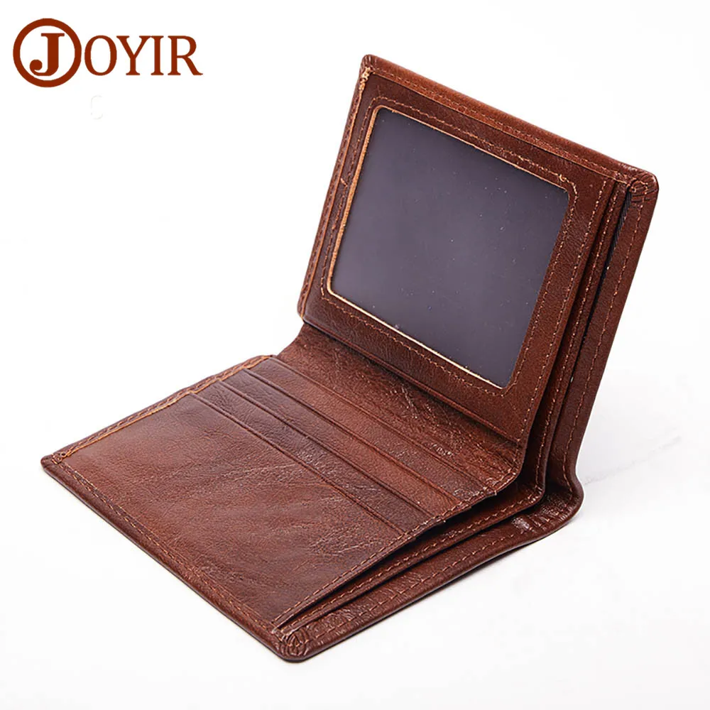 

JOYIR Men's Wallet Vintage Designer Genuine Leather Men Slim Mini Wallet Male Small Purse Money Credit Card Holder Male Walllet