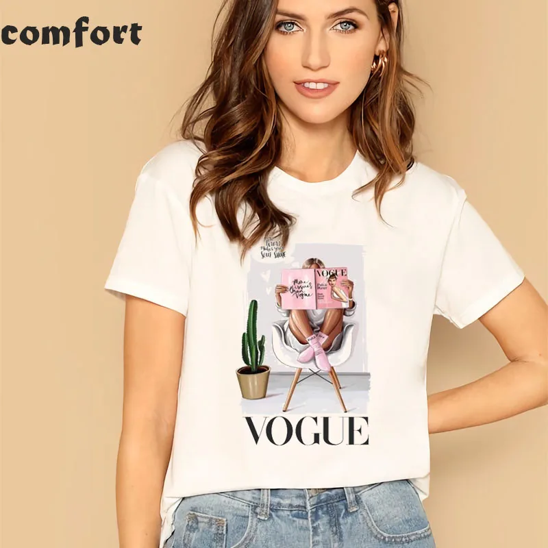 VOGUE панк принцесса 2019 летняя футболка уличная стильная женская забавная Harajuku с