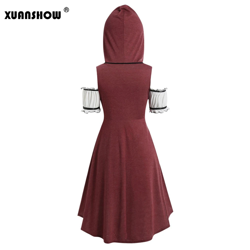 XUANSHOW Robe Ete 2019 Femme с открытыми плечами Лоскутные Женские винтажные толстовки