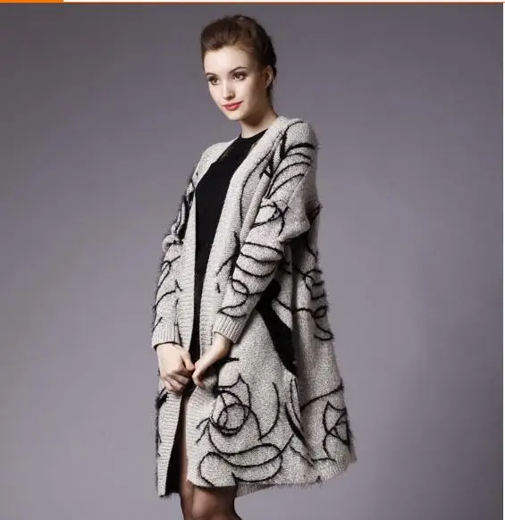 Европейская станционная куртка новинка Свободный длинный кардиган с