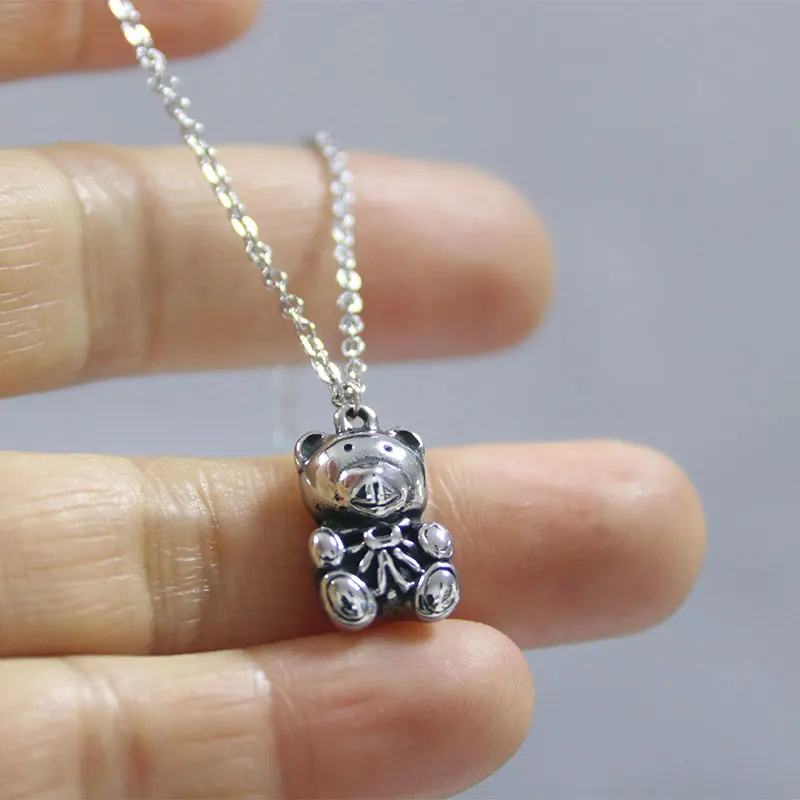1 шт. маленькая плюшевая кукла ожерелье из нержавеющей стали винтажные 3D Подвески