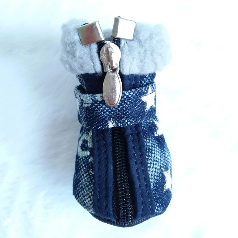 Обувь для маленьких собак джинсовая нескользящая обувь хлопковая теплая зимняя