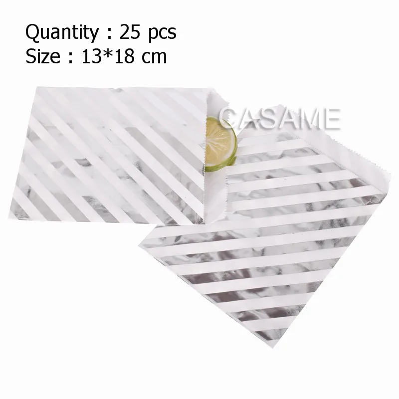 Silver Stripe Подарочная коробка, коробка для конфет, крафт-пакет, бумажные Золотые сумки с принтом, бумажные мешки для украшения дня рождения, свадьбы, ленты из фольги - Цвет: Silver Stripe