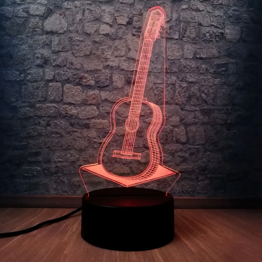 2017 креативная поп кантри музыкальная гитара 3D USB светодиодный светильник 7 цветов