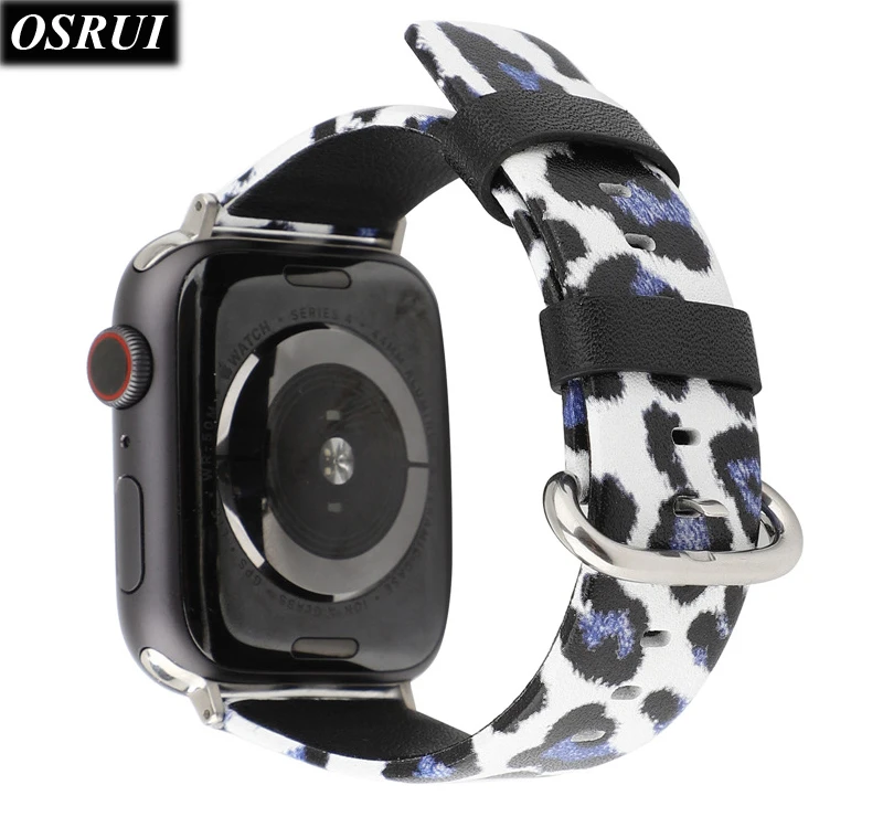 Ремешок для Apple watch band 42 мм 38 кожаный ремешок часов 44 40 браслет с леопардовым