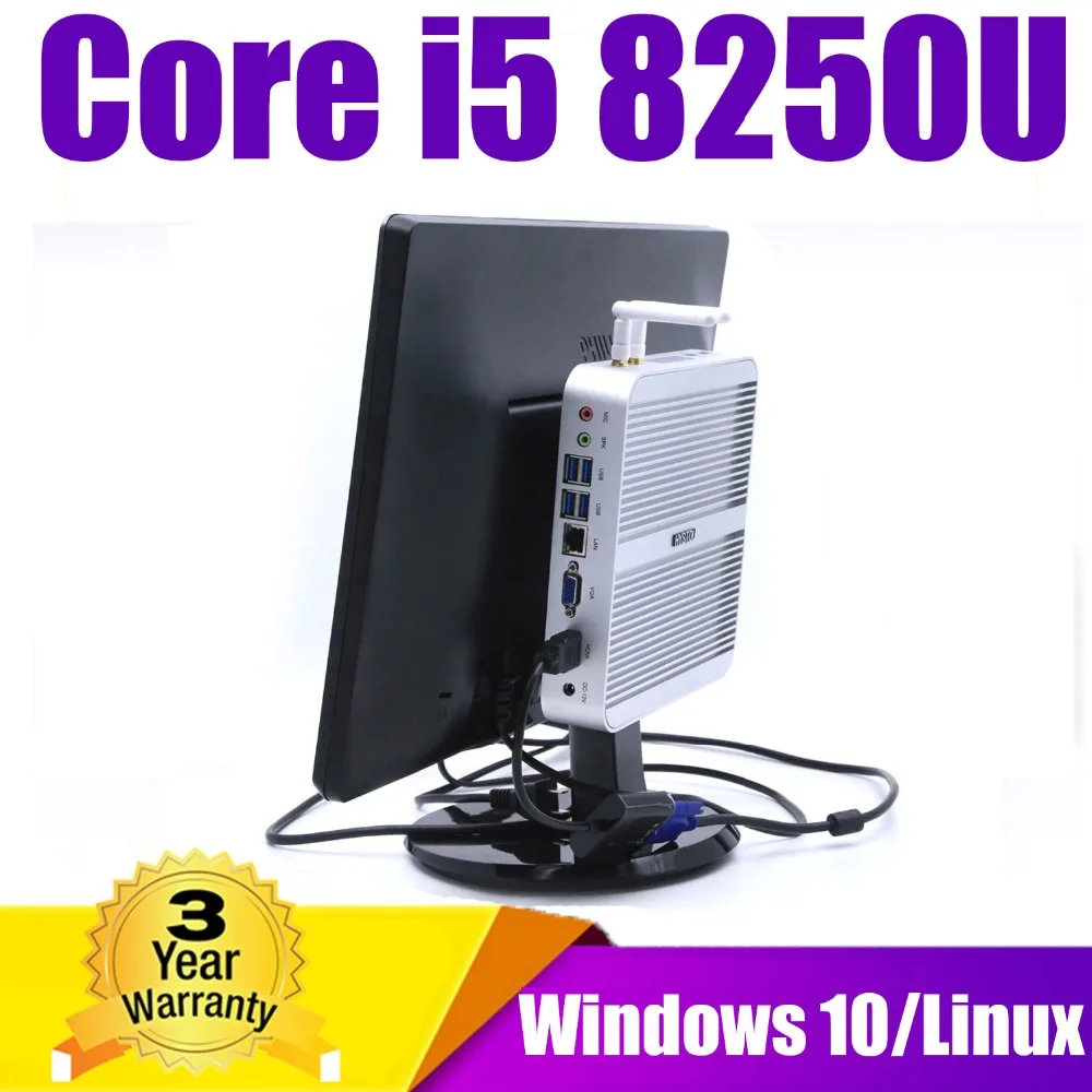Core i5 8250U Windows 10 minipc без вентилятора intel UHD Graphics 620 безвентиляторный мини ПК DDR4 RAM Max 32GB