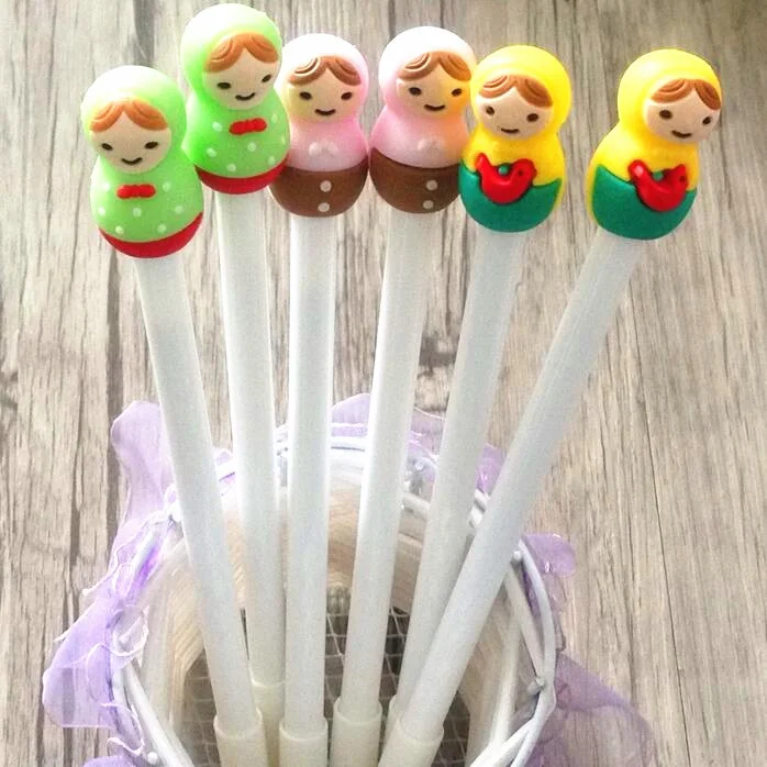 

24pcs/lot New Kawaii 3D Doll girl gel pen 0.38mm Black ink Signature Pen Students' gift prize office school supplies Wholesale